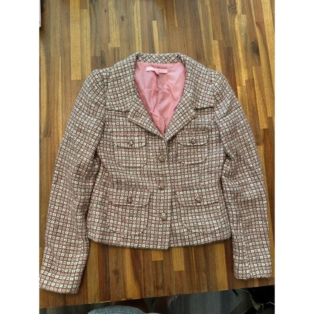 View Pink Tweed style Blazer Jacket Womens Size 2